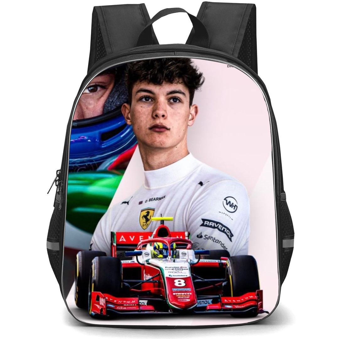 F1 Formula One Oliver Bearman Backpack StudentPack - Minimalist Collage Poster