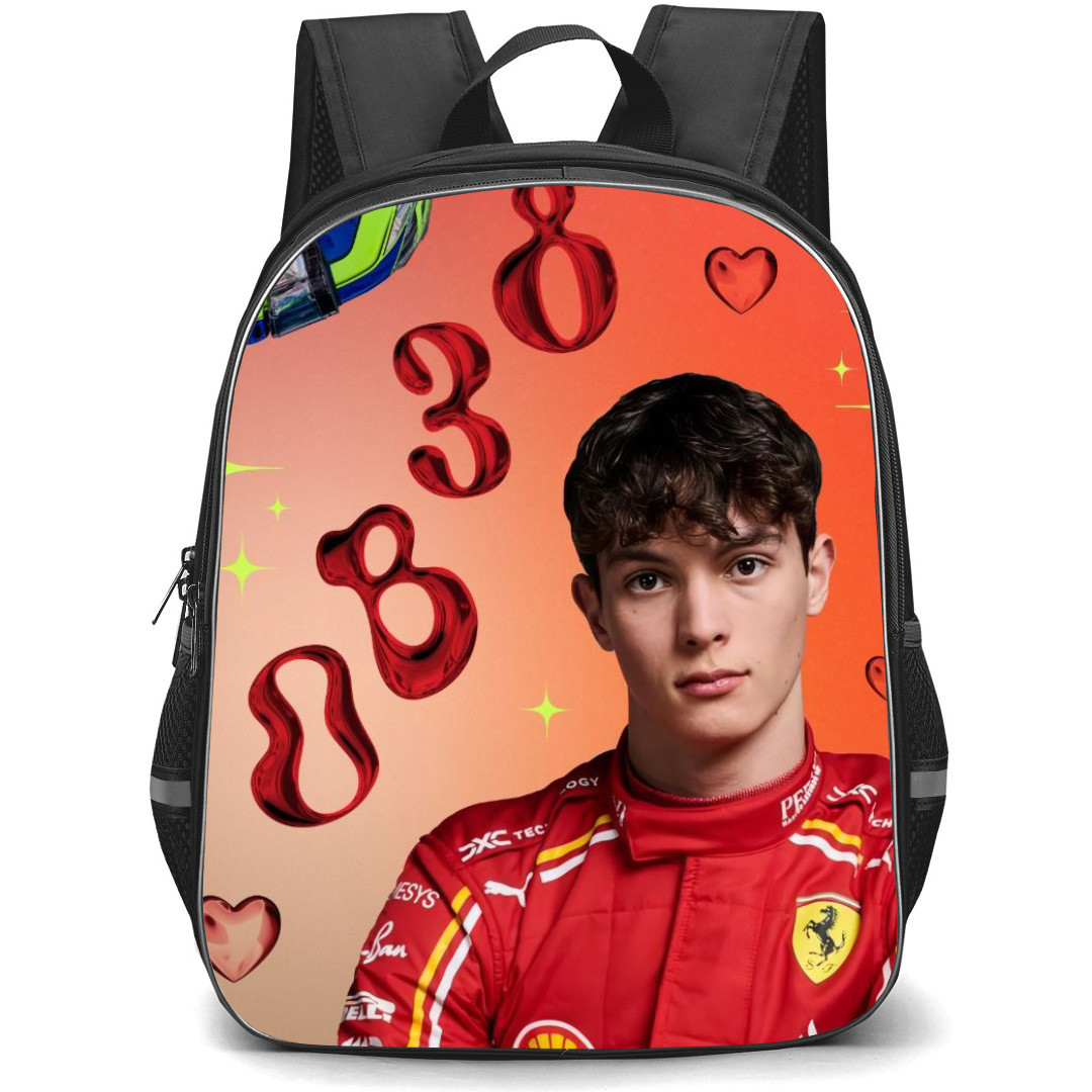 F1 Formula One Oliver Bearman Backpack StudentPack - Red Liquid Metallic Poster