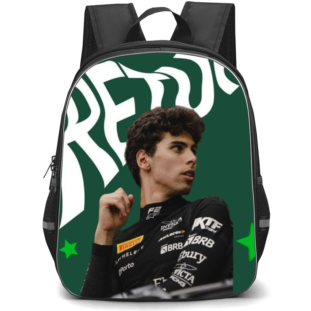 F1 Formula One Gabriel Bortoleto Backpack StudentPack - Gabriel Bortoleto Candid Photo On Green Background