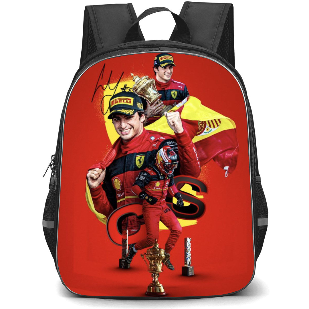 F1 Formula One Carlos Sainz Backpack StudentPack - Minimalist Red Poster