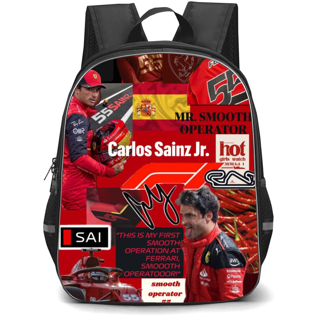 F1 Formula One Carlos Sainz Backpack StudentPack - Text Collage Art