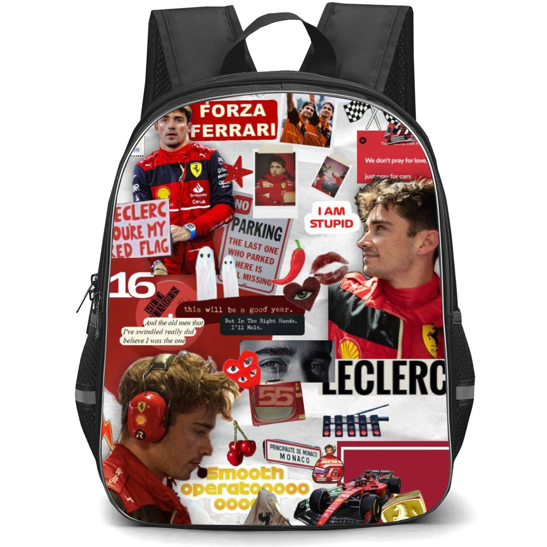 F1 Formula One Charles Leclerc Backpack StudentPack - Aesthetic Collage Art