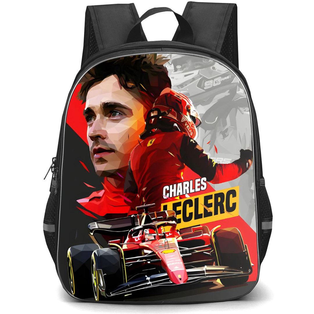 F1 Formula One Charles Leclerc Backpack StudentPack - Cartoon Art Poster.jfif