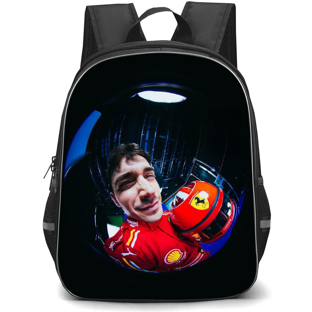 F1 Formula One Charles Leclerc Backpack StudentPack - Fisheye Photo Black Background