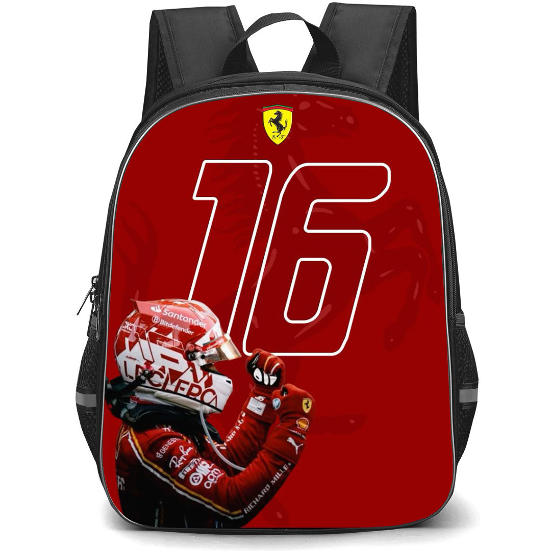 F1 Formula One Charles Leclerc Backpack StudentPack - Charles Leclerc Forza Ferrari Number 16 Red Poster