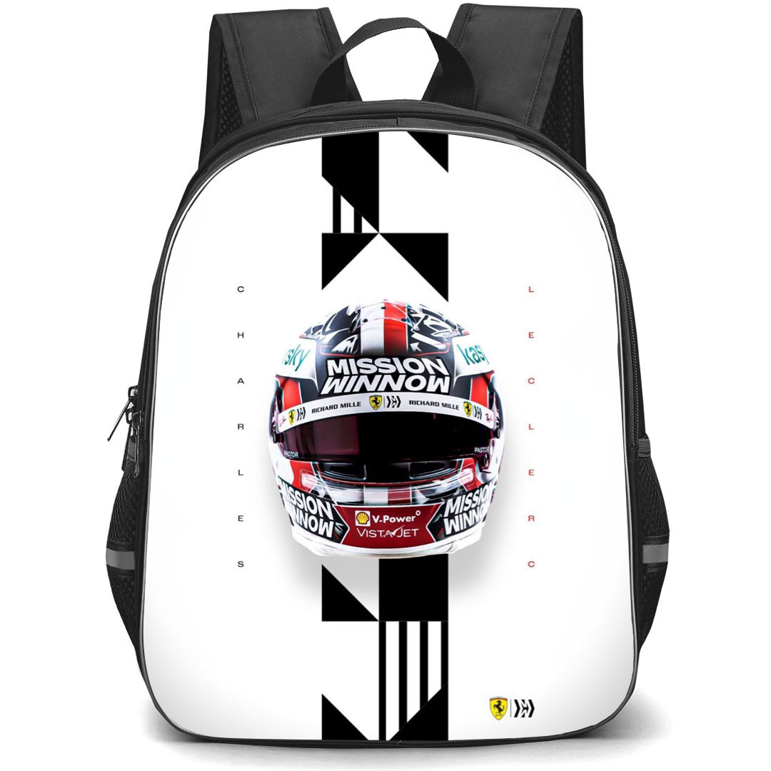F1 Formula One Charles Leclerc Backpack StudentPack - Charles Leclerc Mission Winnow Helmet Poster