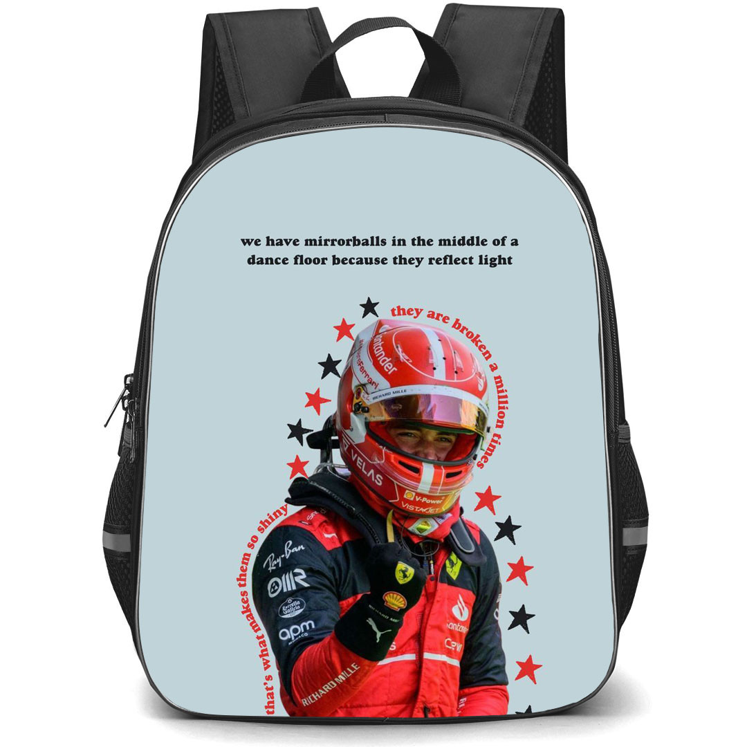 F1 Formula One Charles Leclerc Backpack StudentPack - Charles Leclerc They Are Broken A Million Times Portrait