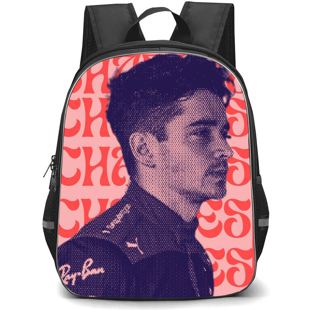 F1 Formula One Charles Leclerc Backpack StudentPack - Charles Leclerc Side Portrait On Word Art