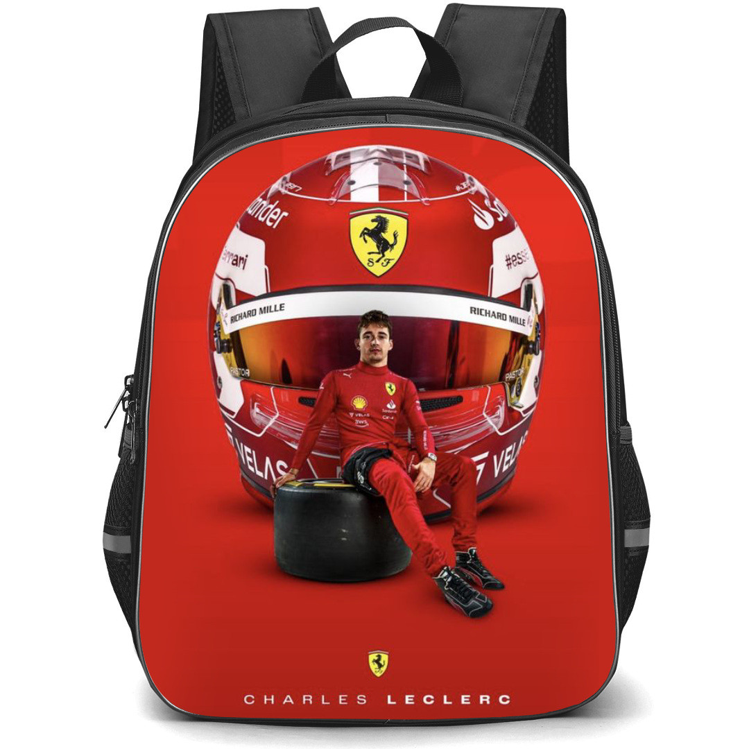 F1 Formula One Charles Leclerc Backpack StudentPack - Sitting on the Wheel Poster