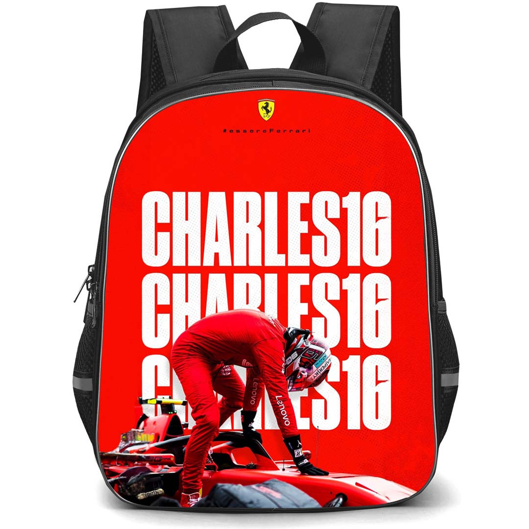F1 Formula One Charles Leclerc Backpack StudentPack - Charles Leclerc Word Art Poster On Red Background