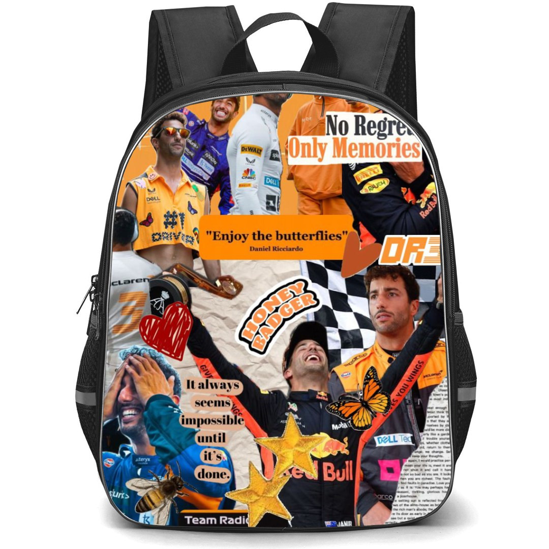 F1 Formula One Daniel Ricciardo Backpack StudentPack - Aesthetic Collage Poster