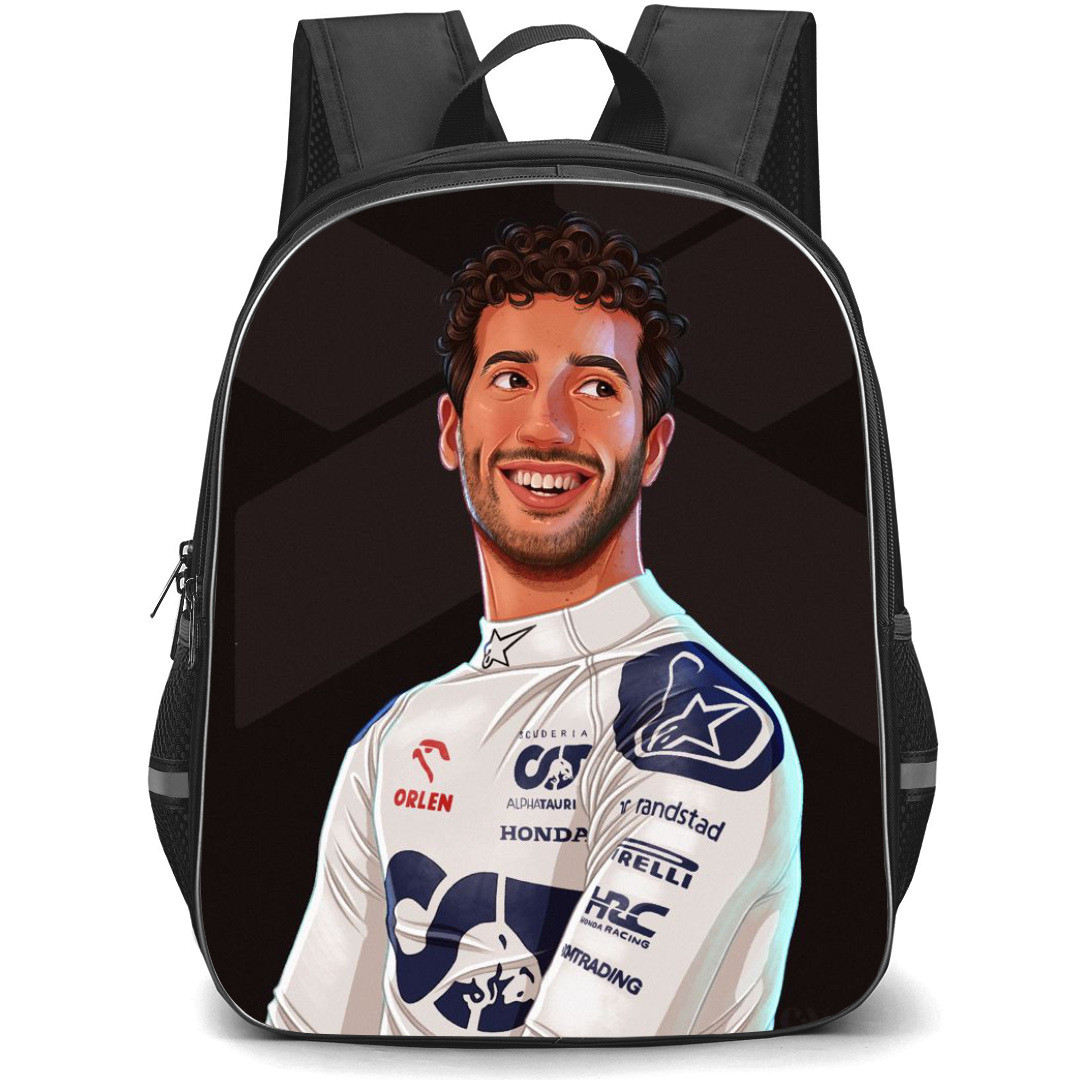 F1 Formula One Daniel Ricciardo Backpack StudentPack - Cartoon Portrait