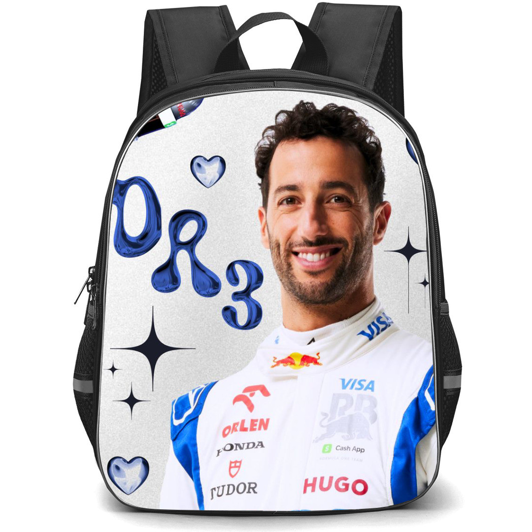 F1 Formula One Daniel Ricciardo Backpack StudentPack - Futuristic Gleam Poster