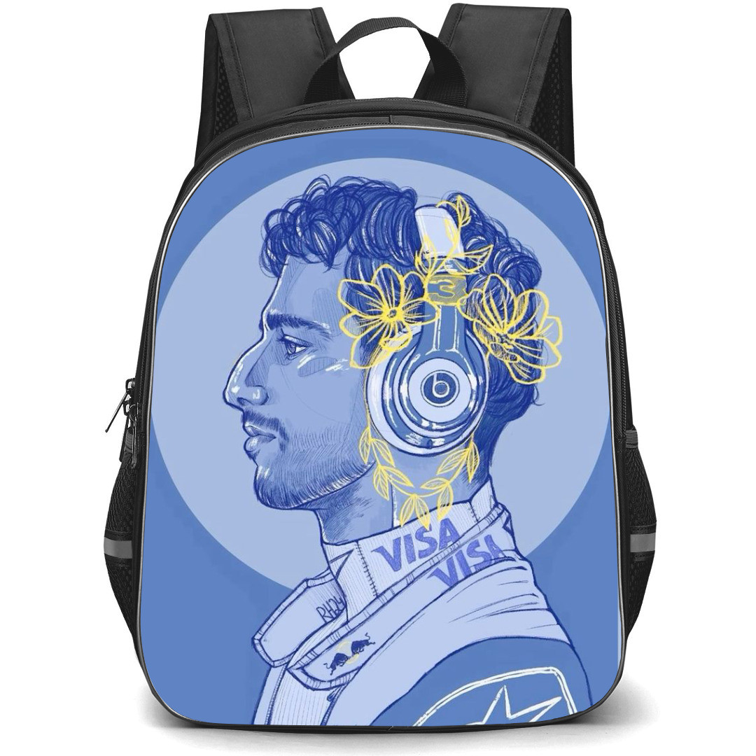 F1 Formula One Daniel Ricciardo Backpack StudentPack - Side Pose Drawing Portrait