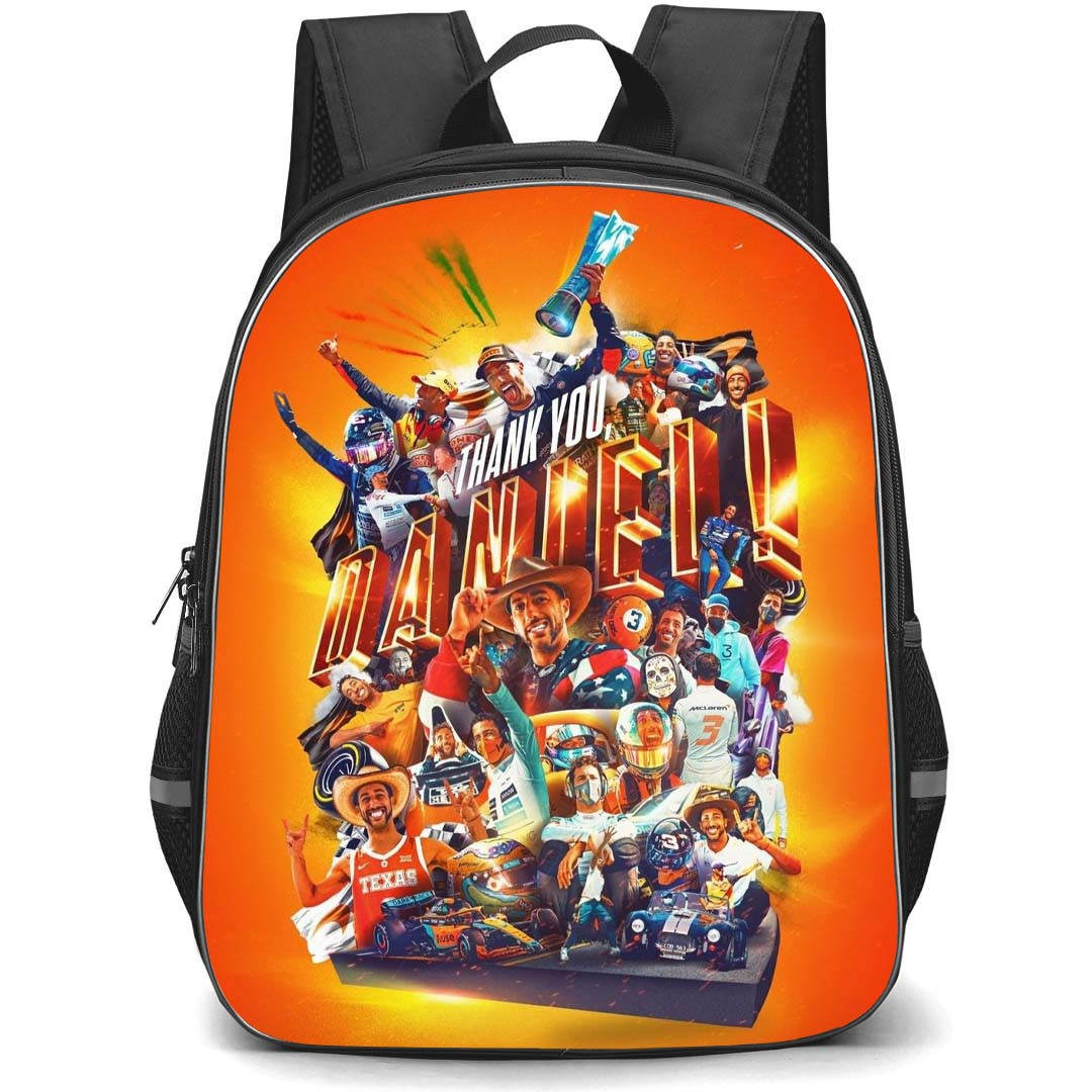 F1 Formula One Daniel Ricciardo Backpack StudentPack - Daniel Ricciardo Thank You Daniel Poster Orange