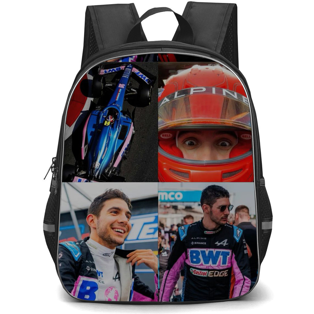F1 Formula One Esteban Ocon Backpack StudentPack - Collage Art