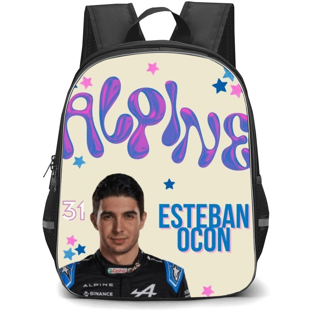 F1 Formula One Esteban Ocon Backpack StudentPack - Futuristic Gleam Poster