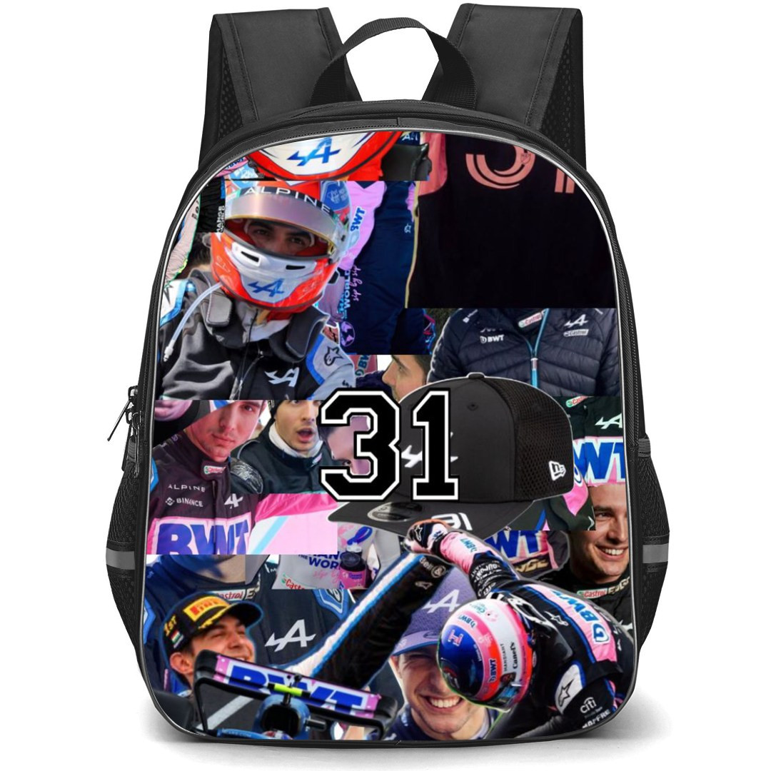 F1 Formula One Esteban Ocon Backpack StudentPack - Racing Number Collage