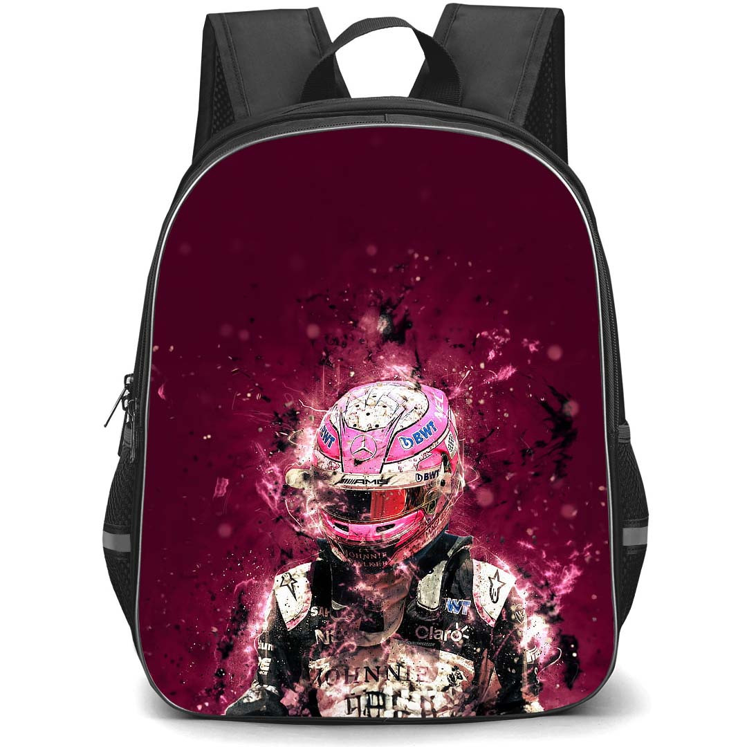 F1 Formula One Esteban Ocon Backpack StudentPack - Esteban Ocon Wearing Racing Suit On Graphic Art