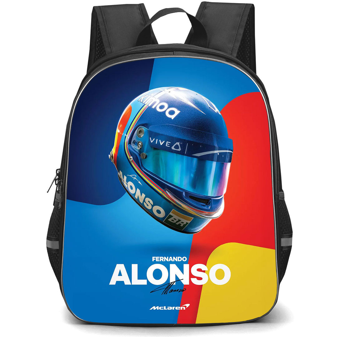 F1 Formula One Fernando Alonso Backpack StudentPack - Fernando Alonso 2018 Mclearn Helmet Poster