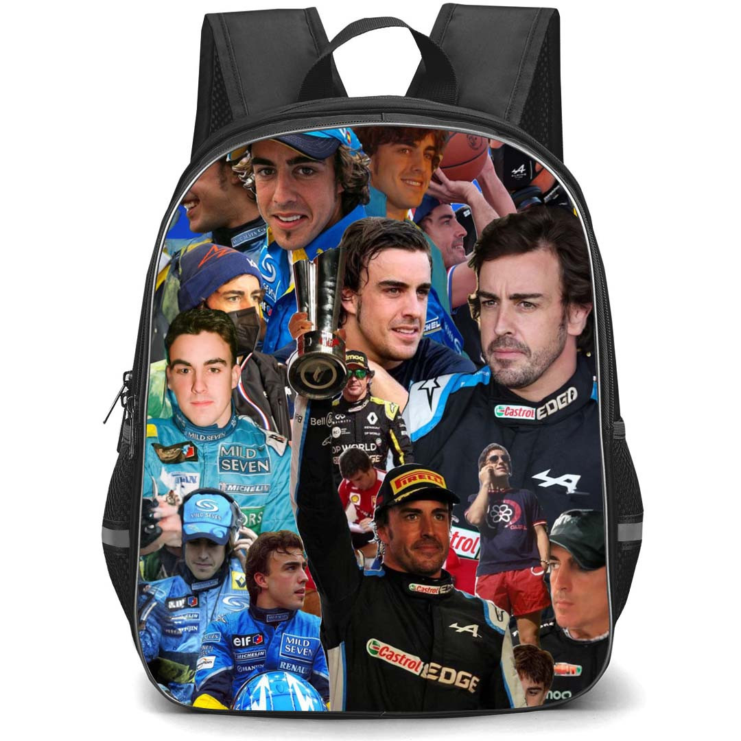 F1 Formula One Fernando Alonso Backpack StudentPack - Fernando Alonso Portrait Collage