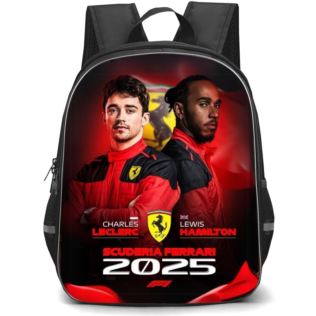 F1 Formula One Ferrari Backpack StudentPack - Ferrari Leclerc And Hamilton Portrait In Scuderia Ferrari 2025 Poster