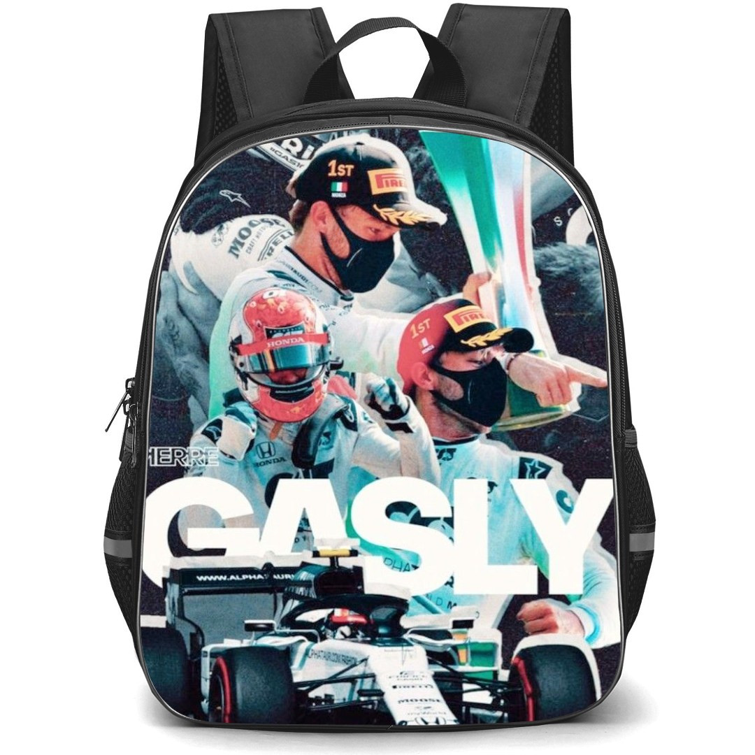 F1 Formula One Pierre Gasly Backpack StudentPack - Grayscale Poster Design
