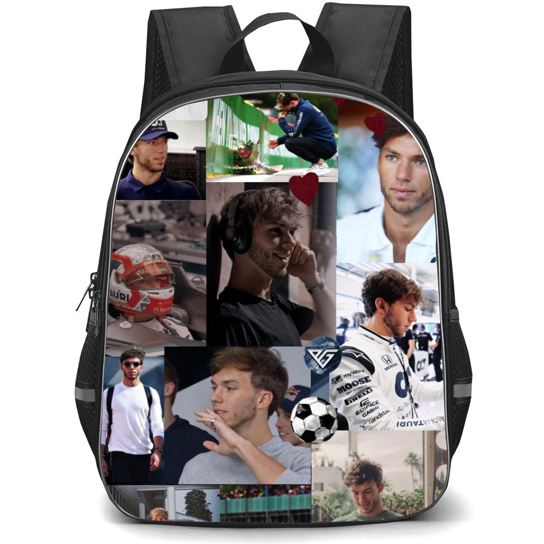 F1 Formula One Pierre Gasly Backpack StudentPack - Stickers Collage Art