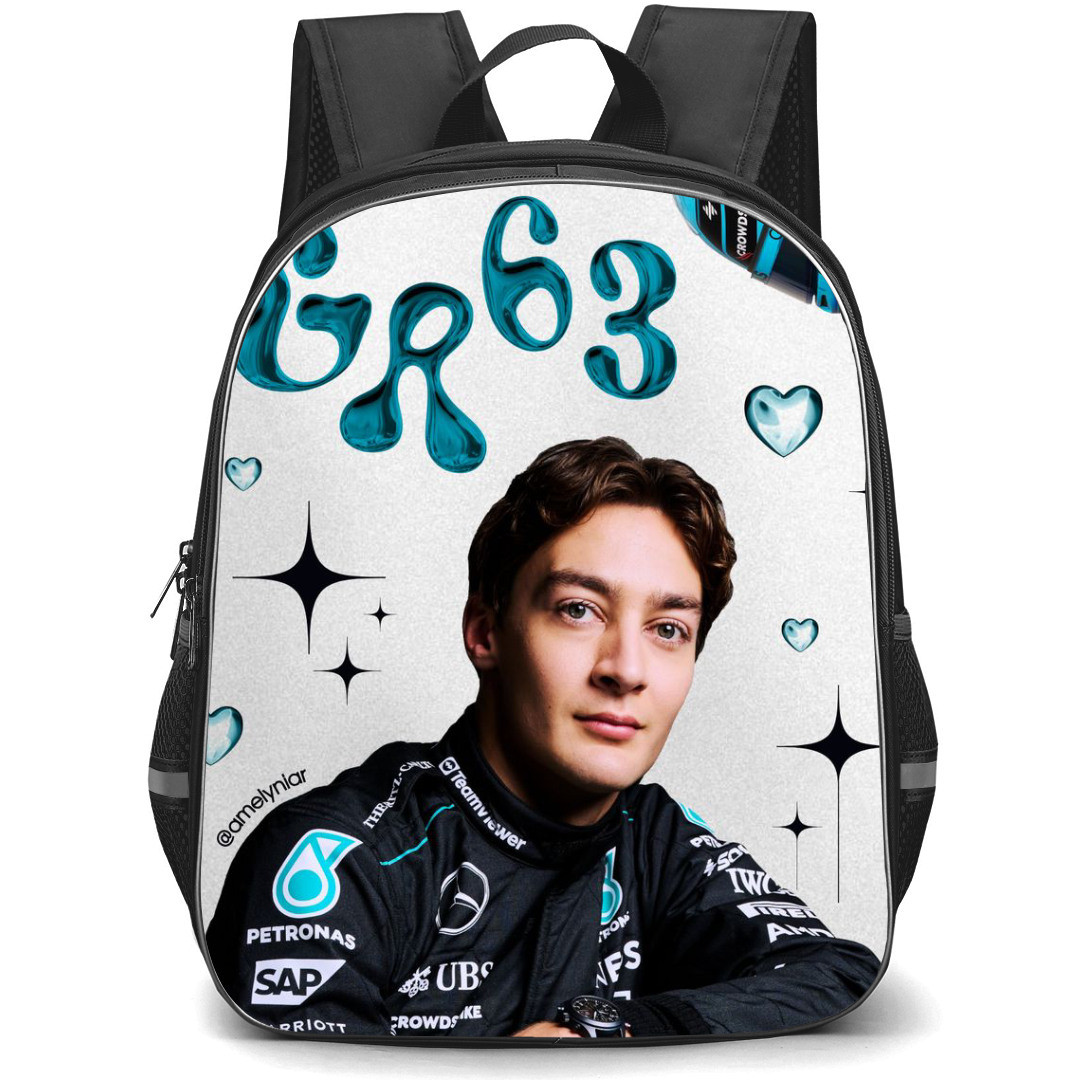 F1 Formula One George Russell Backpack StudentPack - Aesthetic Metallic Art