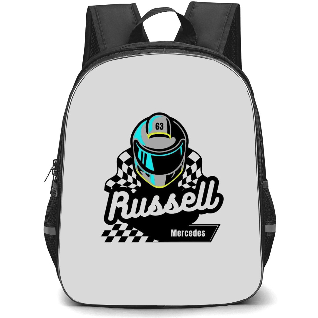 F1 Formula One George Russell Backpack StudentPack - Minimalist Logo Gray Background