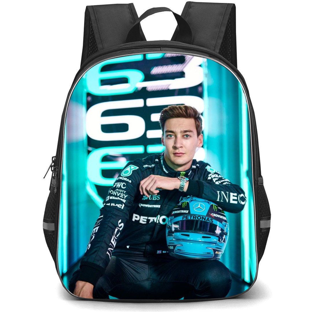 F1 Formula One George Russell Backpack StudentPack - Sitting Pose Portrait