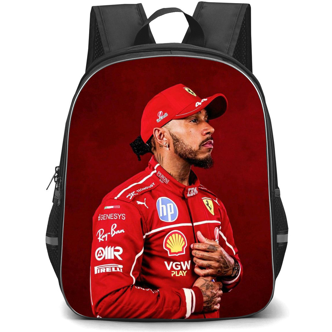 F1 Formula One Lewis Hamilton Backpack StudentPack - Lewis Hamilton Unveil 2025 Scuderia Ferrari HP Race Suit Poster