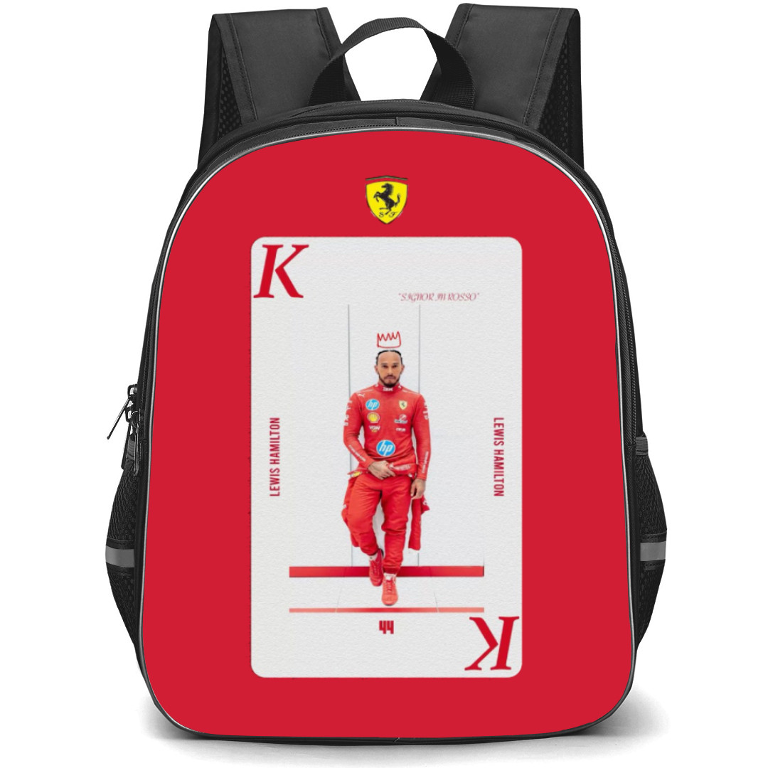 F1 Formula One Lewis Hamilton Backpack StudentPack - Lewis Hamilton Wore The Legendary Ferrari Red Suit Poster
