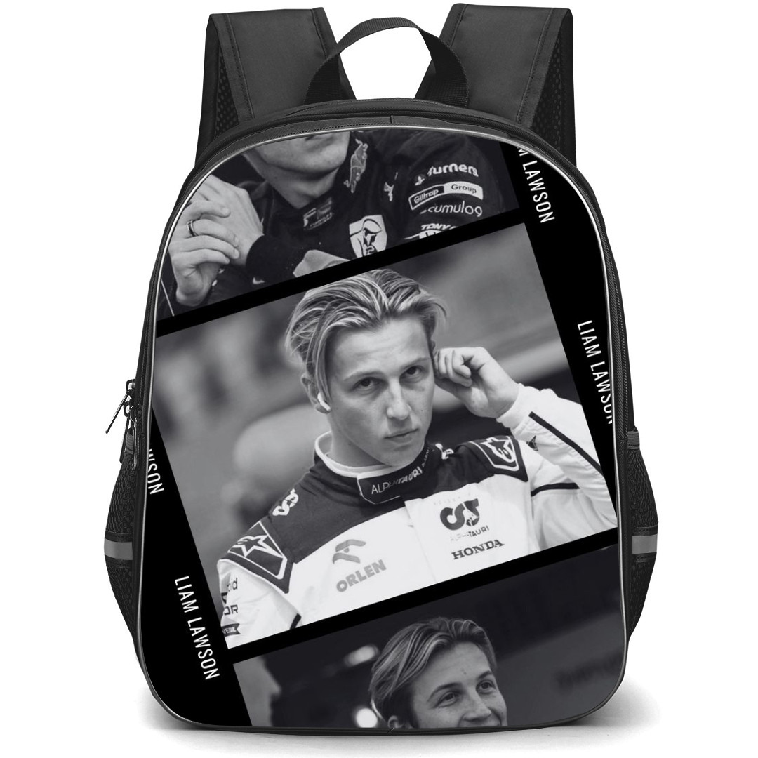 F1 Formula One Liam Lawson Backpack StudentPack - Liam Lawson Grayscale Candid Poster