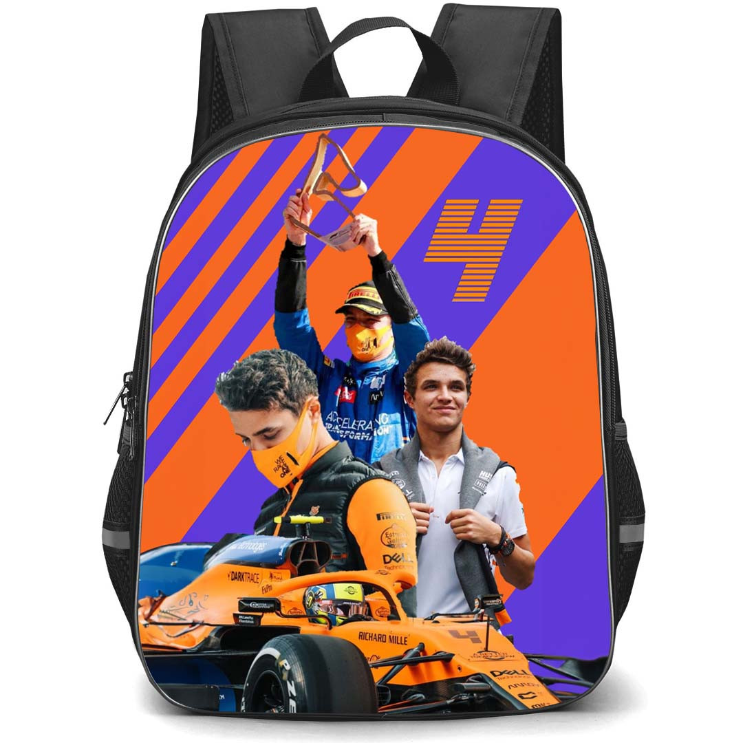 F1 Formula One Lando Norris Backpack StudentPack - Lando Norris 4 Holding Trophy Poster Art