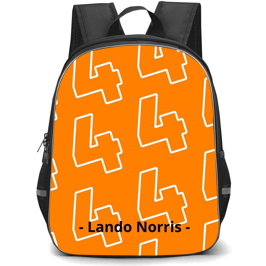 F1 Formula One Lando Norris Backpack StudentPack - Lando Norris 4 Pattern Art On Orange Background
