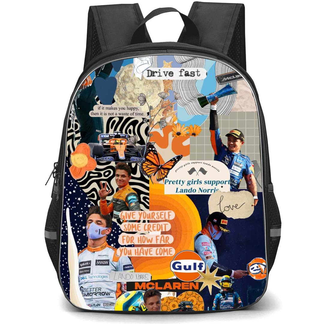 F1 Formula One Lando Norris Backpack StudentPack - Lando Norris Give Yourself Some Credit Collage