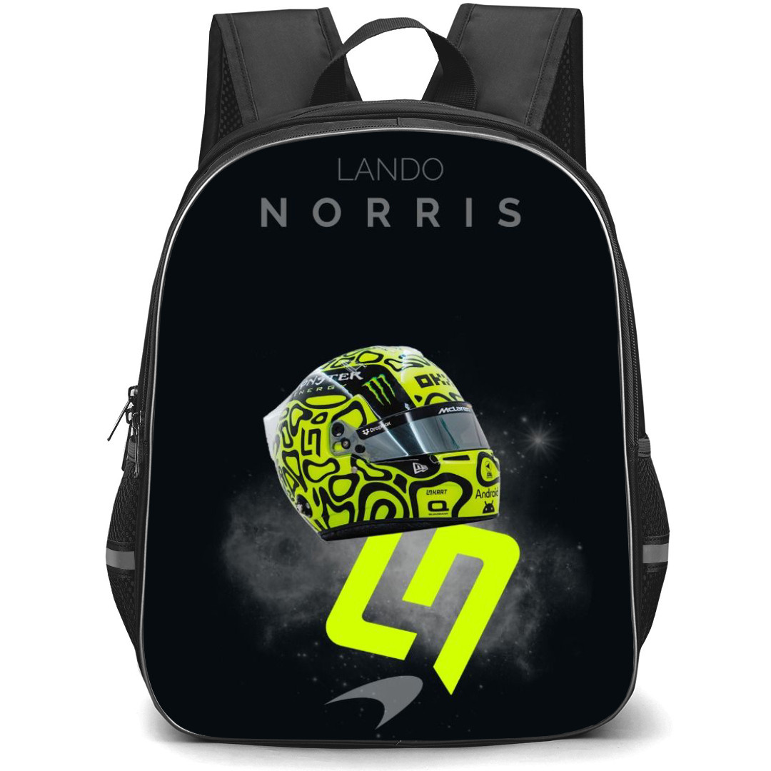 F1 Formula One Lando Norris Backpack StudentPack - Lando Norris Helmet And Logo On Dark Background