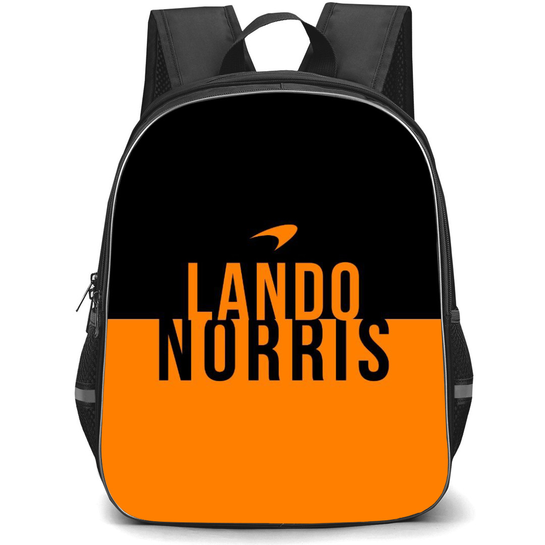 F1 Formula One Lando Norris Backpack StudentPack - Lando Norris Logo On Orange Black Background