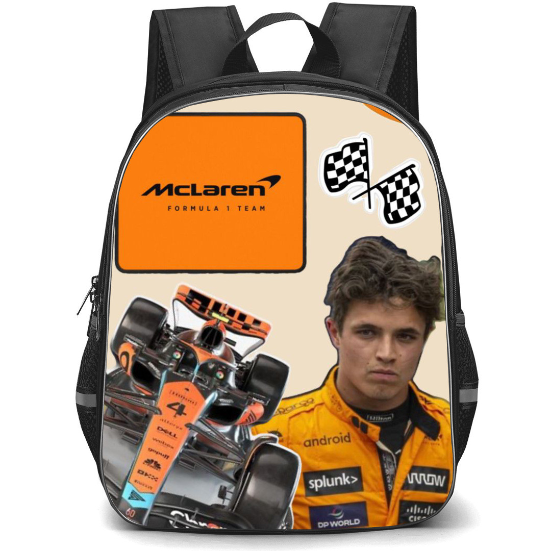 F1 Formula One Lando Norris Backpack StudentPack - Minimalist Collage Art