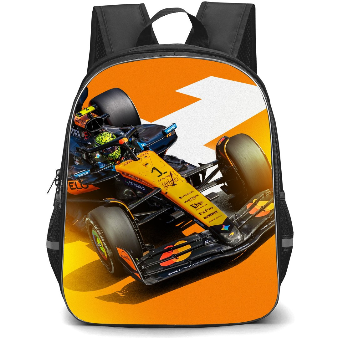F1 Formula One Lando Norris Backpack School Bag StudentPack - Race Car Orange Poster