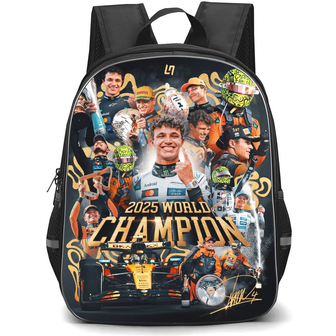 F1 Formula One Lando Norris Backpack School Bag StudentPack - World Champion Collage Signature Poster
