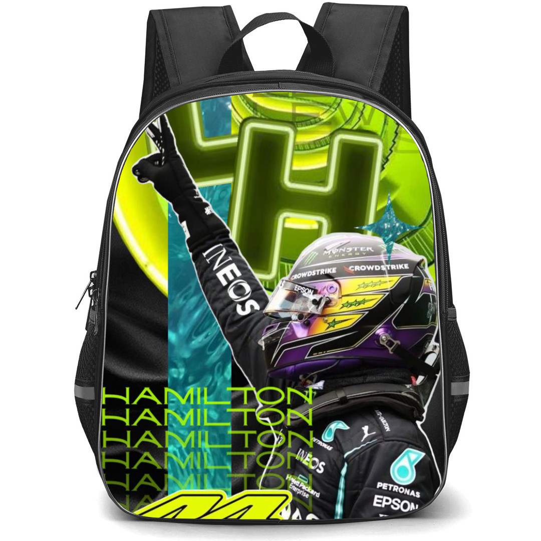 F1 Formula One Lewis Hamilton Backpack StudentPack - Aesthetic Side Portrait