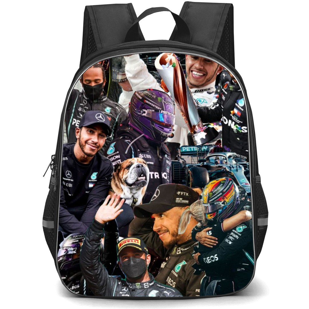 F1 Formula One Lewis Hamilton Backpack StudentPack - Collage Art