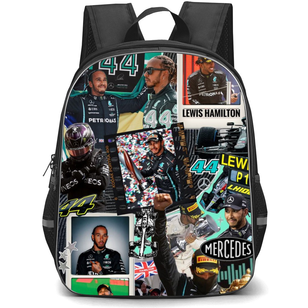 F1 Formula One Lewis Hamilton Backpack StudentPack - Retro Film Collage Art