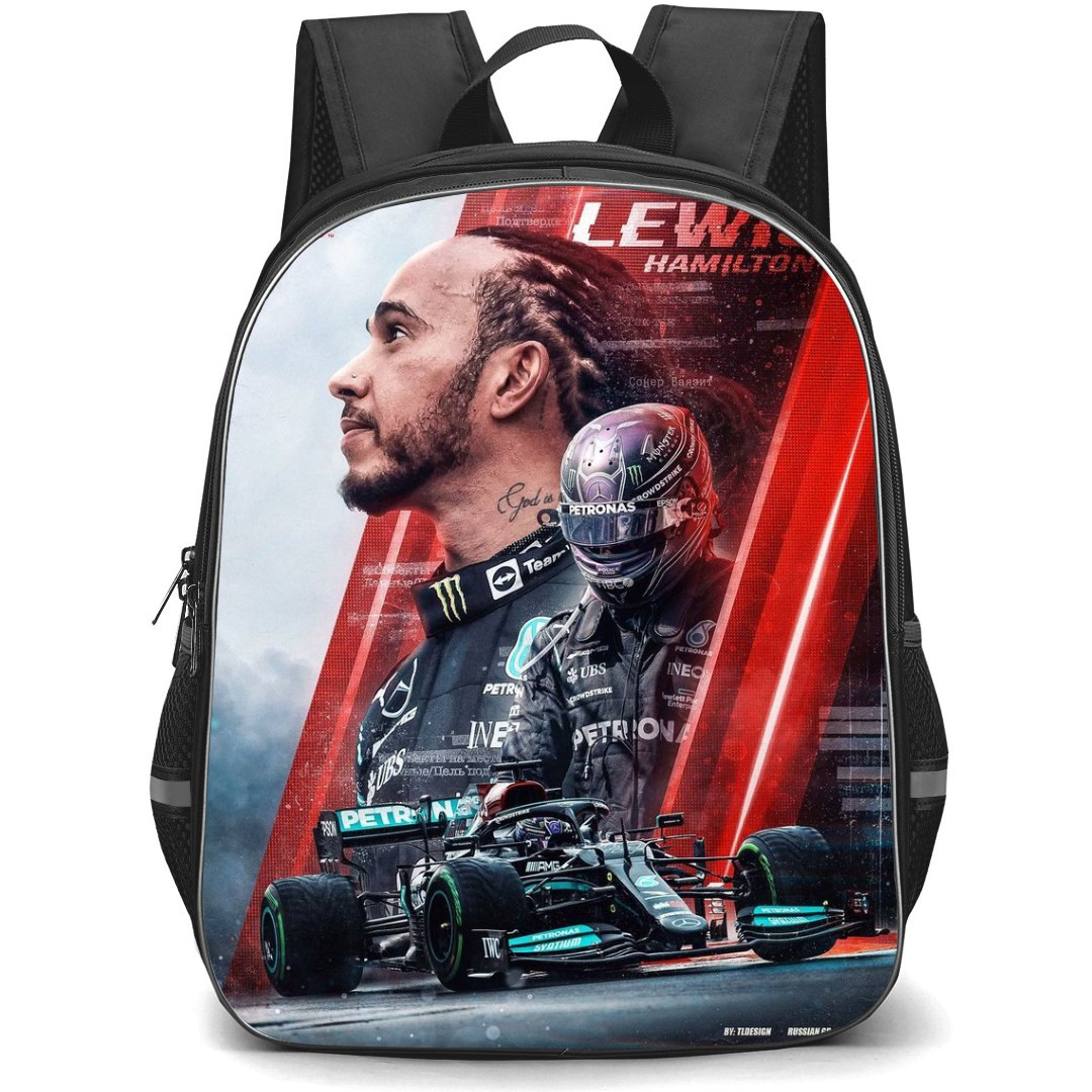 F1 Formula One Lewis Hamilton Backpack StudentPack - Side View Poster