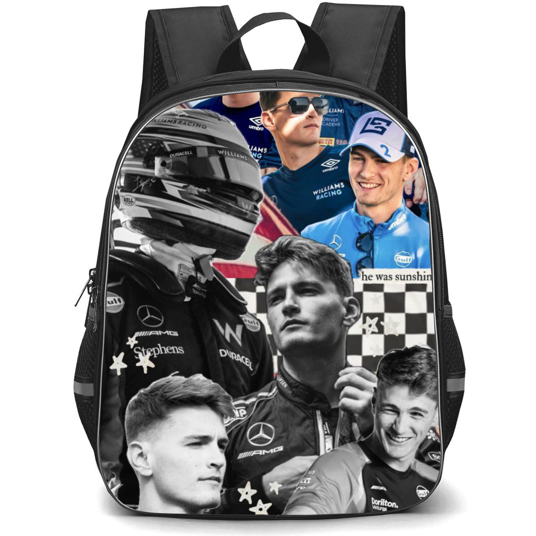 F1 Formula One Logan Sargeant Backpack StudentPack - Grayscale and Colored Collage