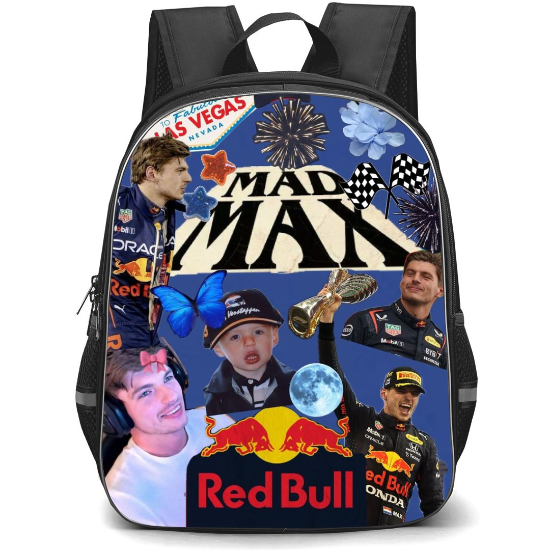 F1 Formula One Max Verstappen Backpack StudentPack - Aesthetic Collage Art