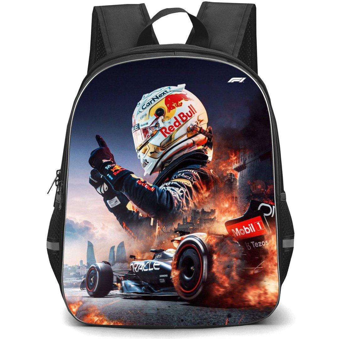 F1 Formula One Max Verstappen Backpack StudentPack - Burning Portrait
