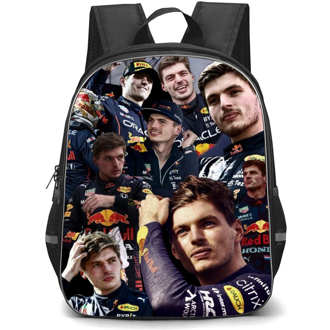 F1 Formula One Max Verstappen Backpack StudentPack - Race Fit Collage Black Background